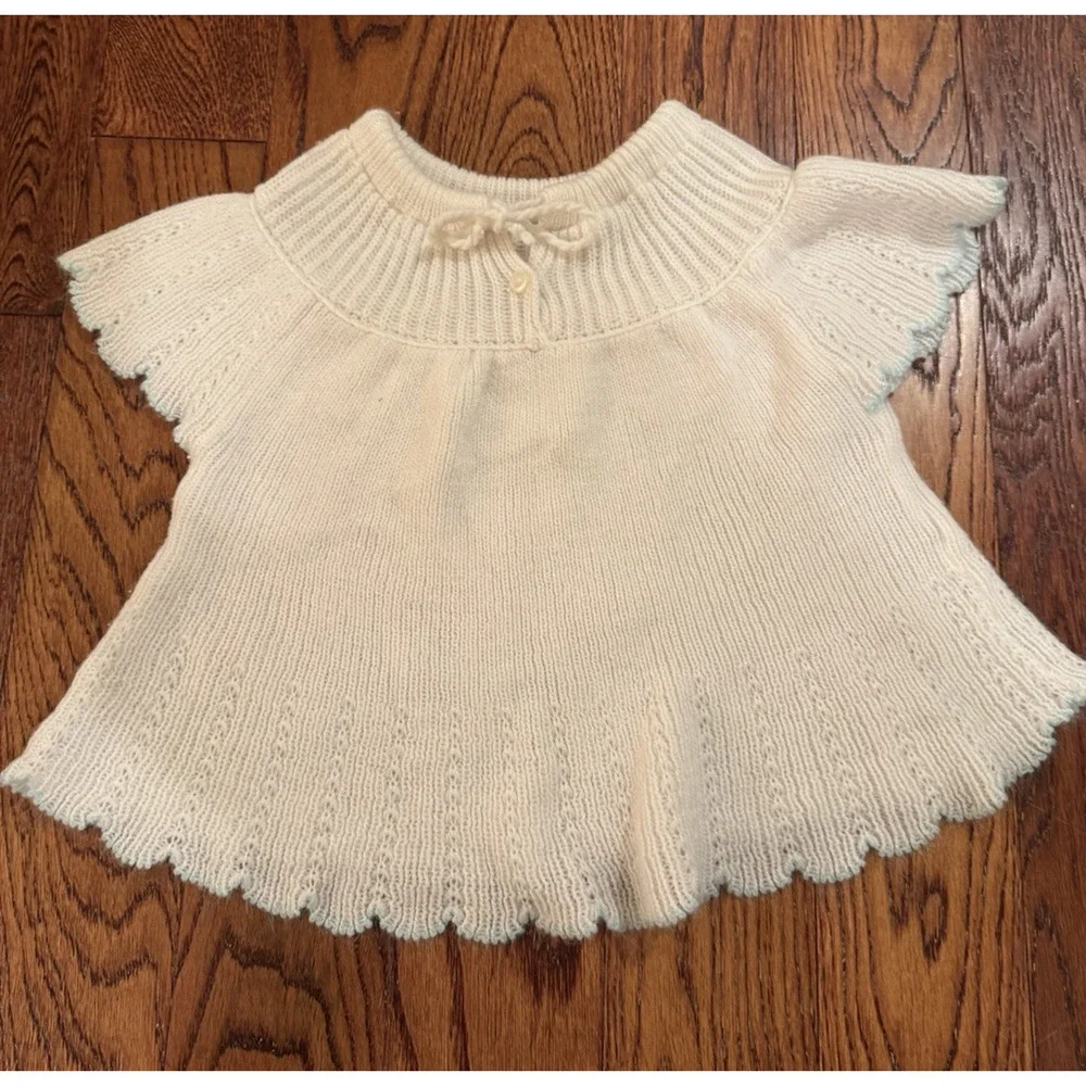 Vintage Little Ones Baby Girl 6-12 Months Embroidered Floral Sweater Made Greece